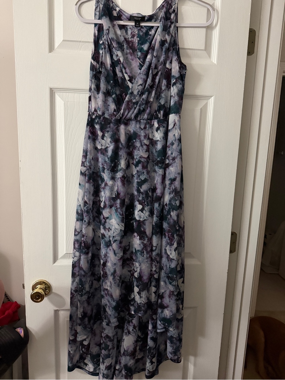 Simply Vera Vera Wang Floral Maxi Dress Medium Sleeveless Faux Wrap Watercolor